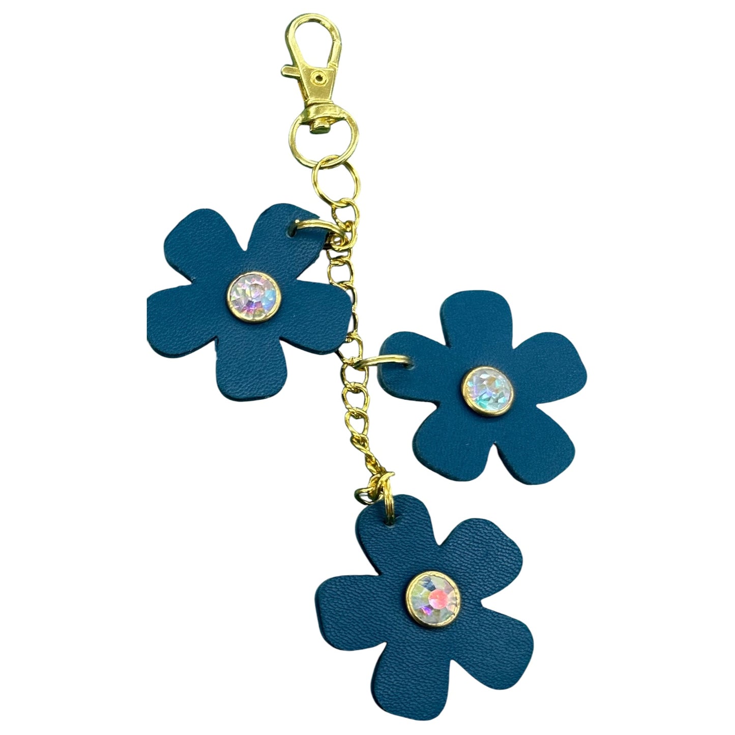 Forget Me Not Flower Leather Purse Charm
