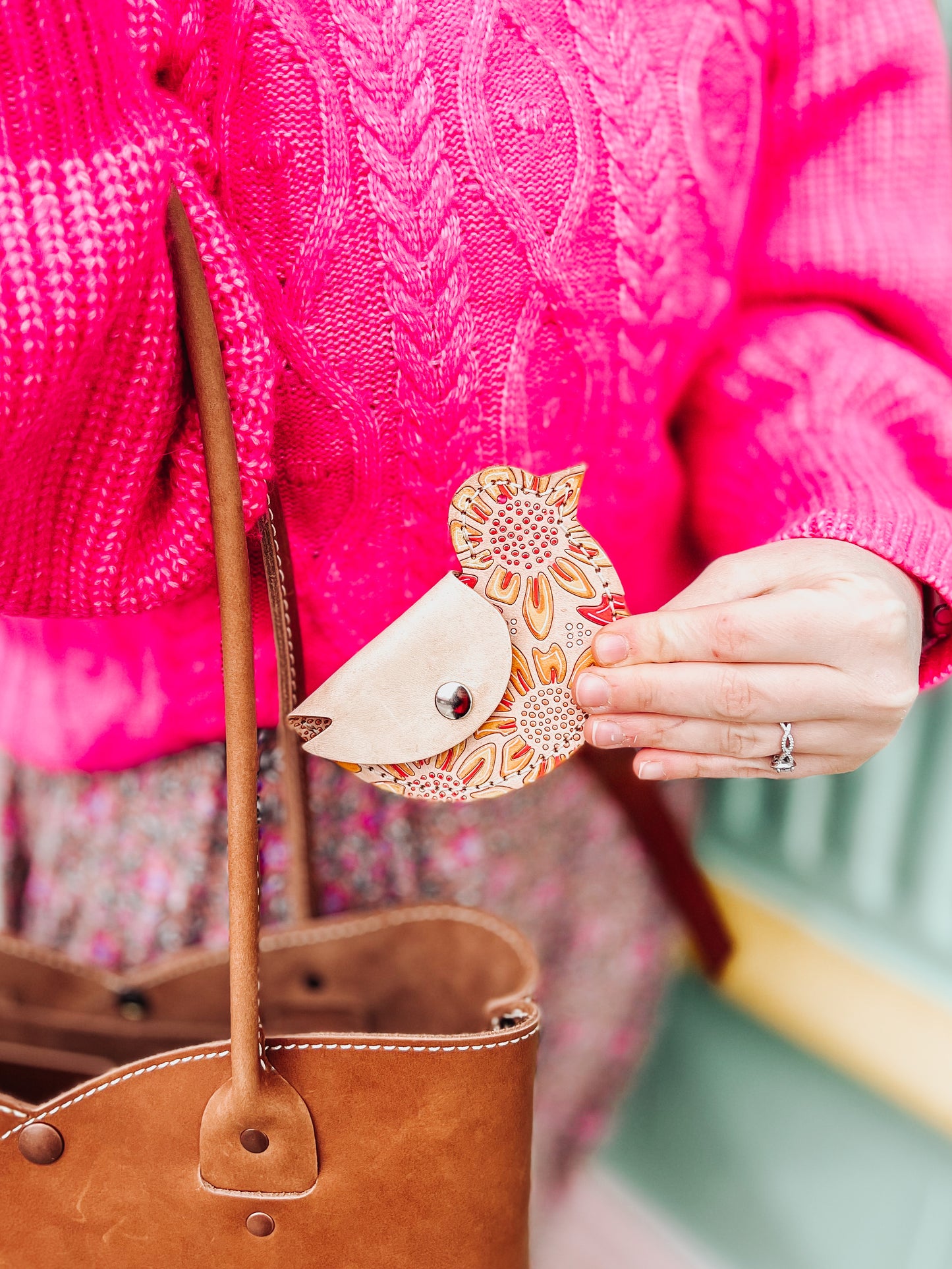 Sunflower DIY Leather Bird Coin Purse