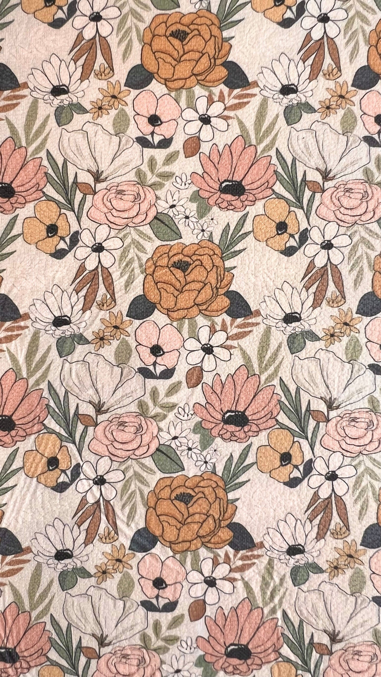 Retro Floral 8 1/2" By 11" Leatherific Crafting Leather Sheet Retro Floral 8 1/2” by 11”