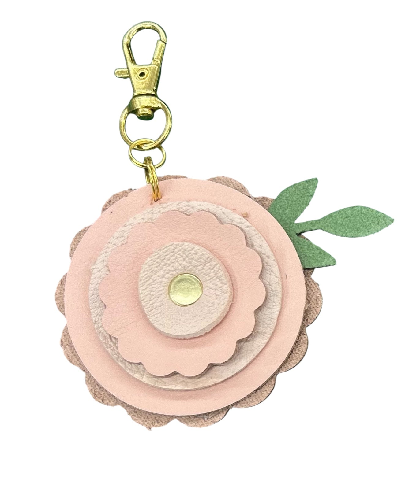 Ranunculus Flower Leather Purse Charm