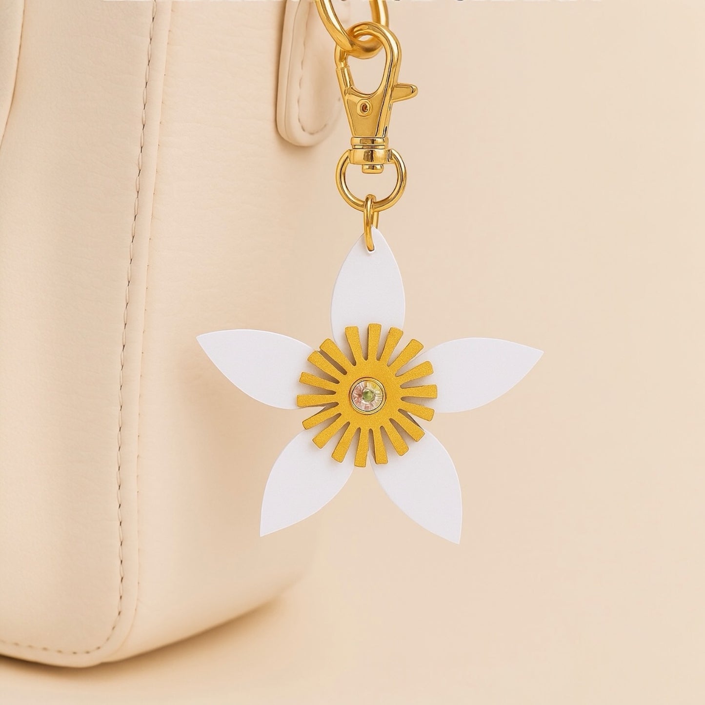 Edelweiss Flower Leather Purse Charm