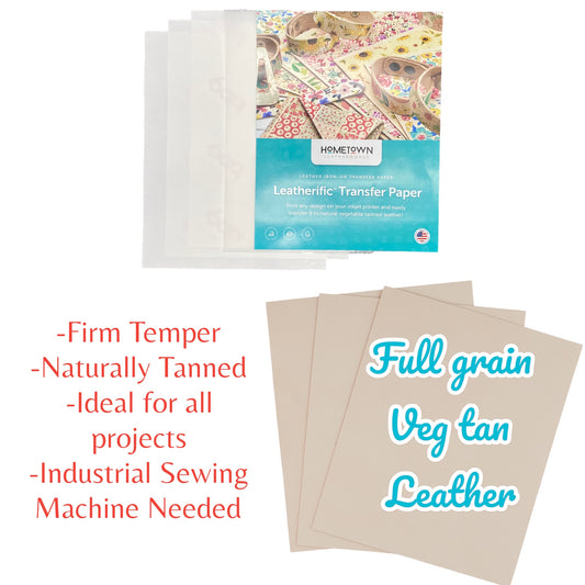 Leatherific Transfer Paper and Veg Tan Leather Bundle 8 1/2" By 11"