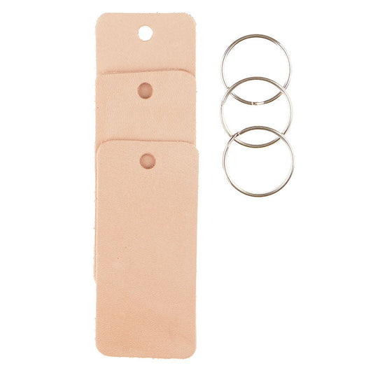 3 Pack Rectangle Leather Keychain Kit
