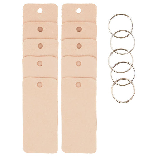 10 Pack Rectangle Leather Keychain kit