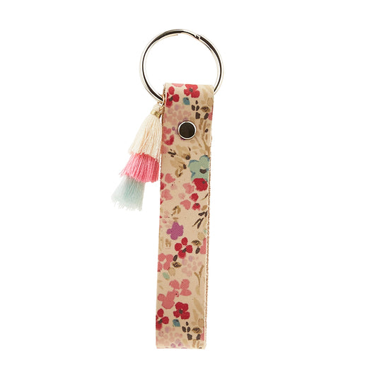 Garden Floral Finished Long Leather Keychain