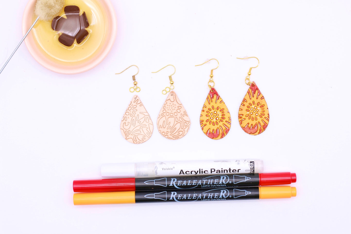 DIY Leather Earing: We Start it, You Finish it! Teardrop, Markerific Kit