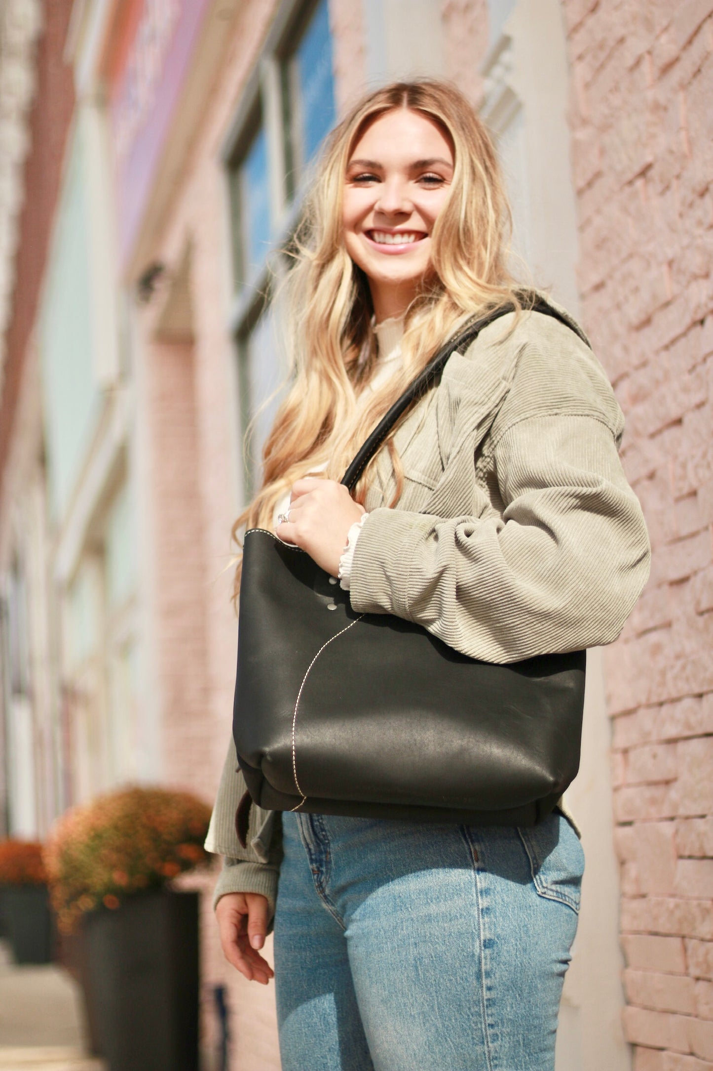 Leather Tulip Tote